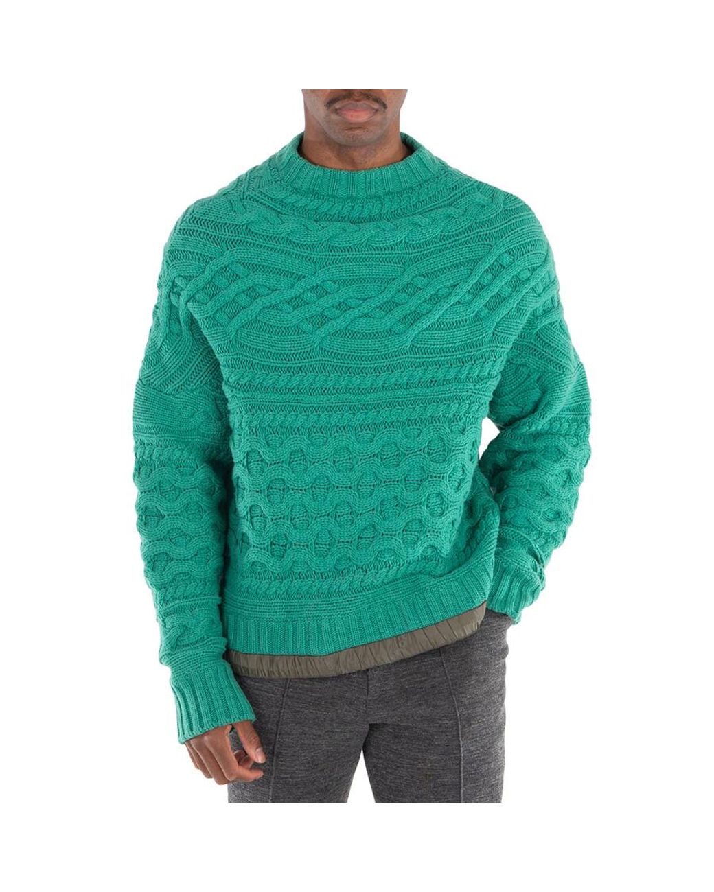 Sacai Horizontal Cable Knit Pullover in Green for Men | Lyst