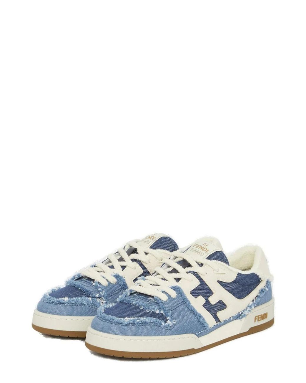 Fendi Blue Match Denim Low-Top Sneakers, Brand Size 6 Us for men