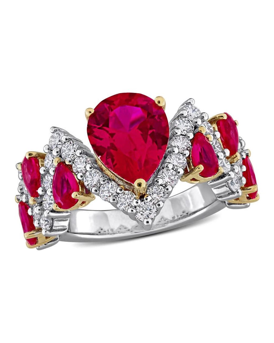 Created Forever Red 1/6Ct Tgw Created Ruby And 1 1/4Ct Tw Lab-Grown Diamond Semi-Eternity Ring for men