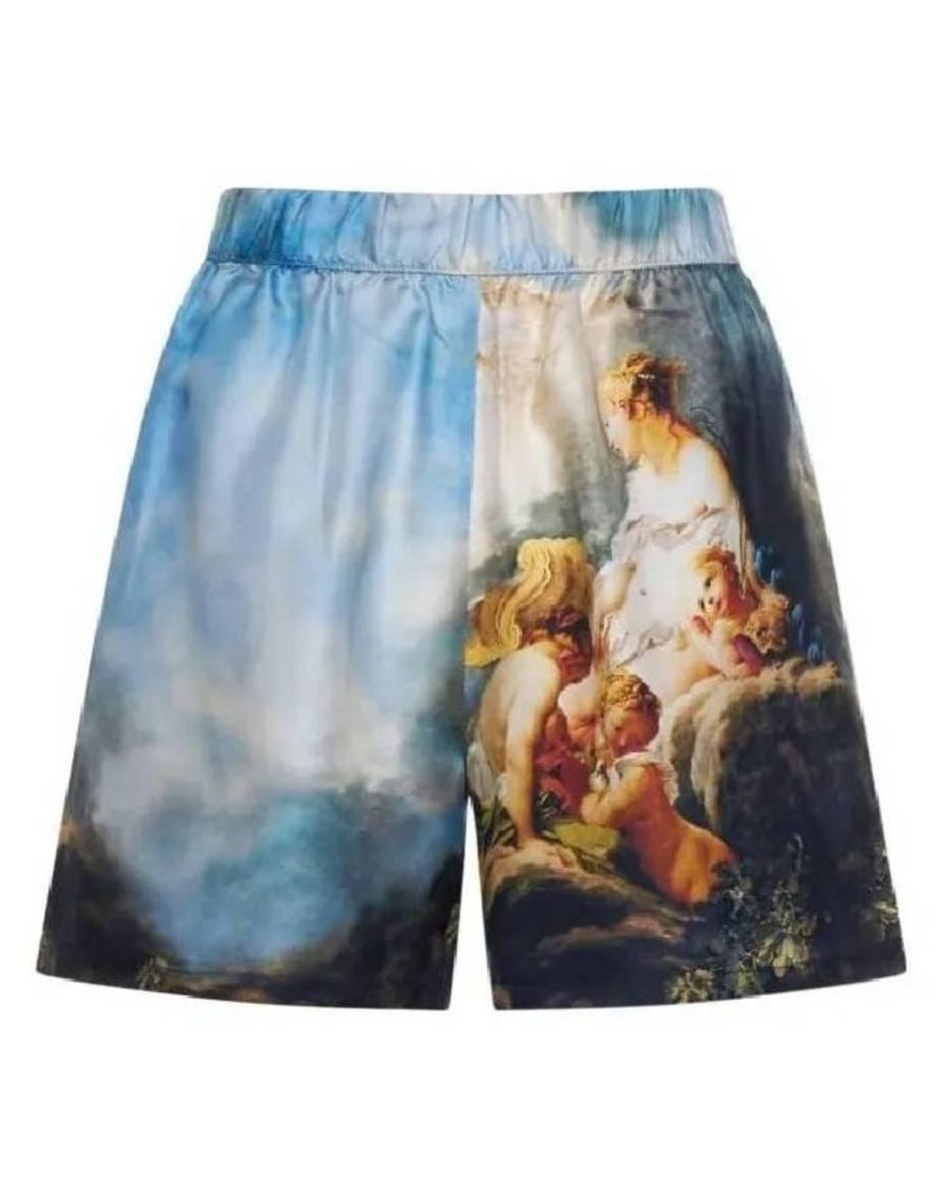 Roberto Cavalli Blue Graphic Print Silk Shorts, Brand Size 44 Us for men