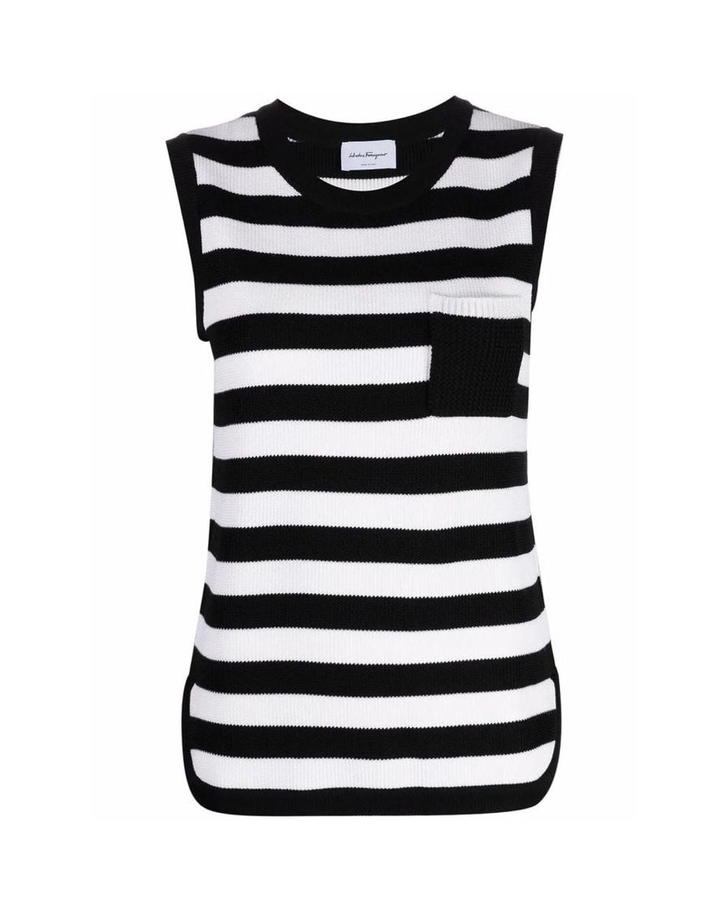 Ferragamo Black Stripe-Pattern Virgin-Wool Vest