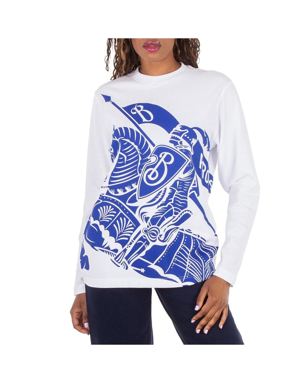 Burberry Blue Ekd-Print Cotton T-Shirt for men