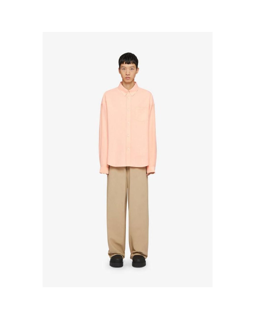 Givenchy Natural Long Sleeves Shirt With Pocket Powder, Brand Size 42 (Us for men