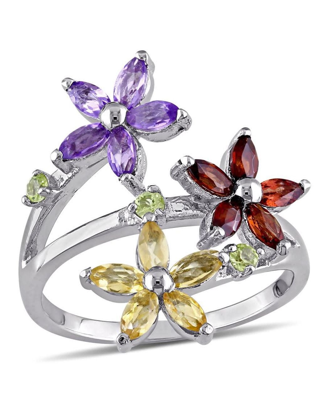 Amour Metallic Multi Gemstone Floral Ring for men