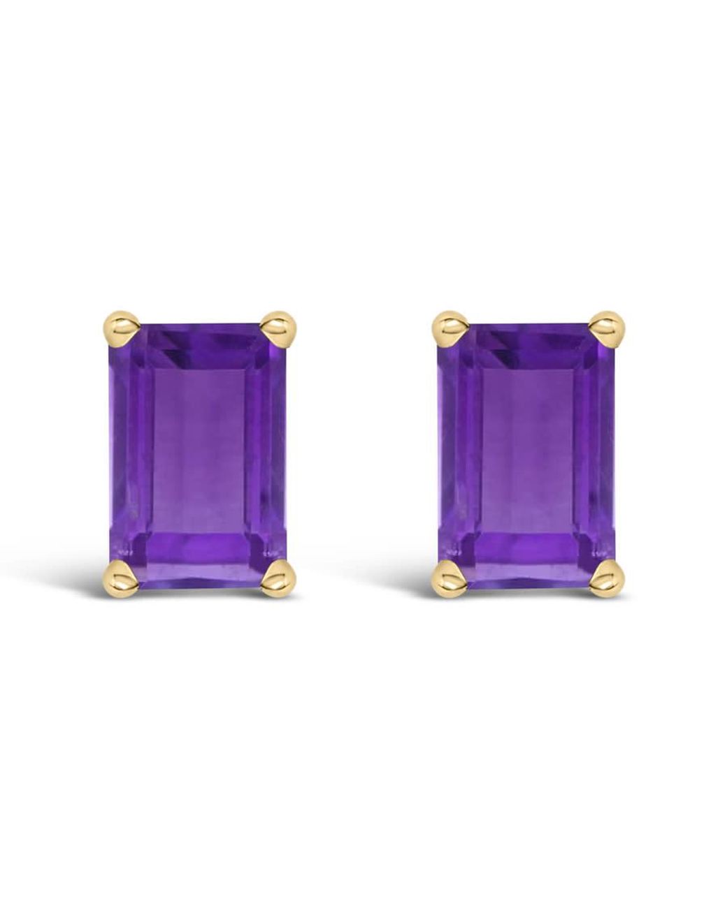 Haus of Brilliance Purple 14K 6X4Mm Emerald Shaped Amethyst Solitaire Stud Earrings for men