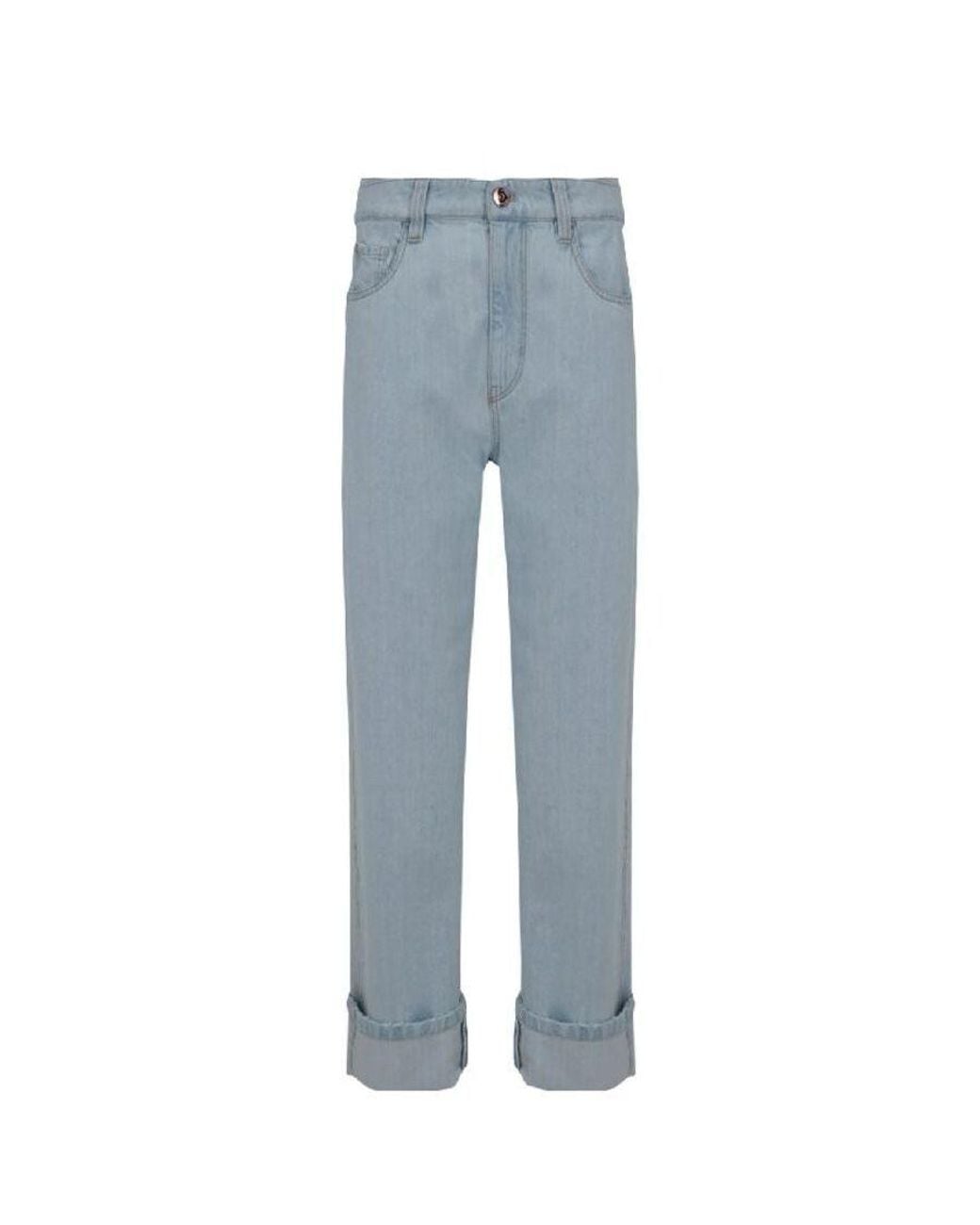 Brunello Cucinelli Blue Light Cuffed Trousers, Brand Size 46 (Us for men