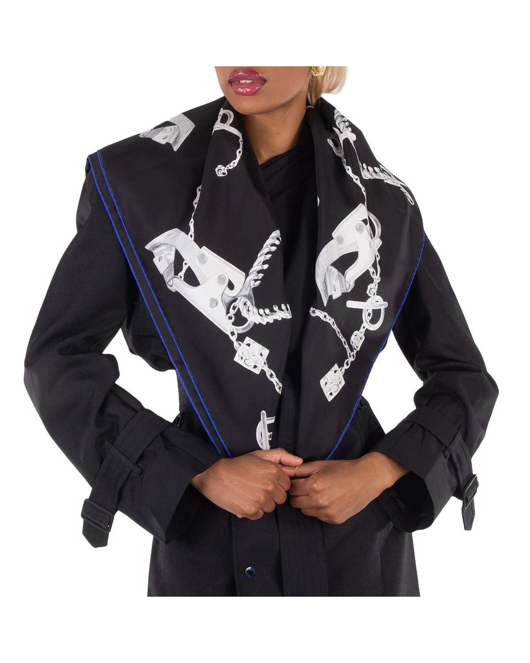 Burberry Blue Knight Hardware-Print Scarf