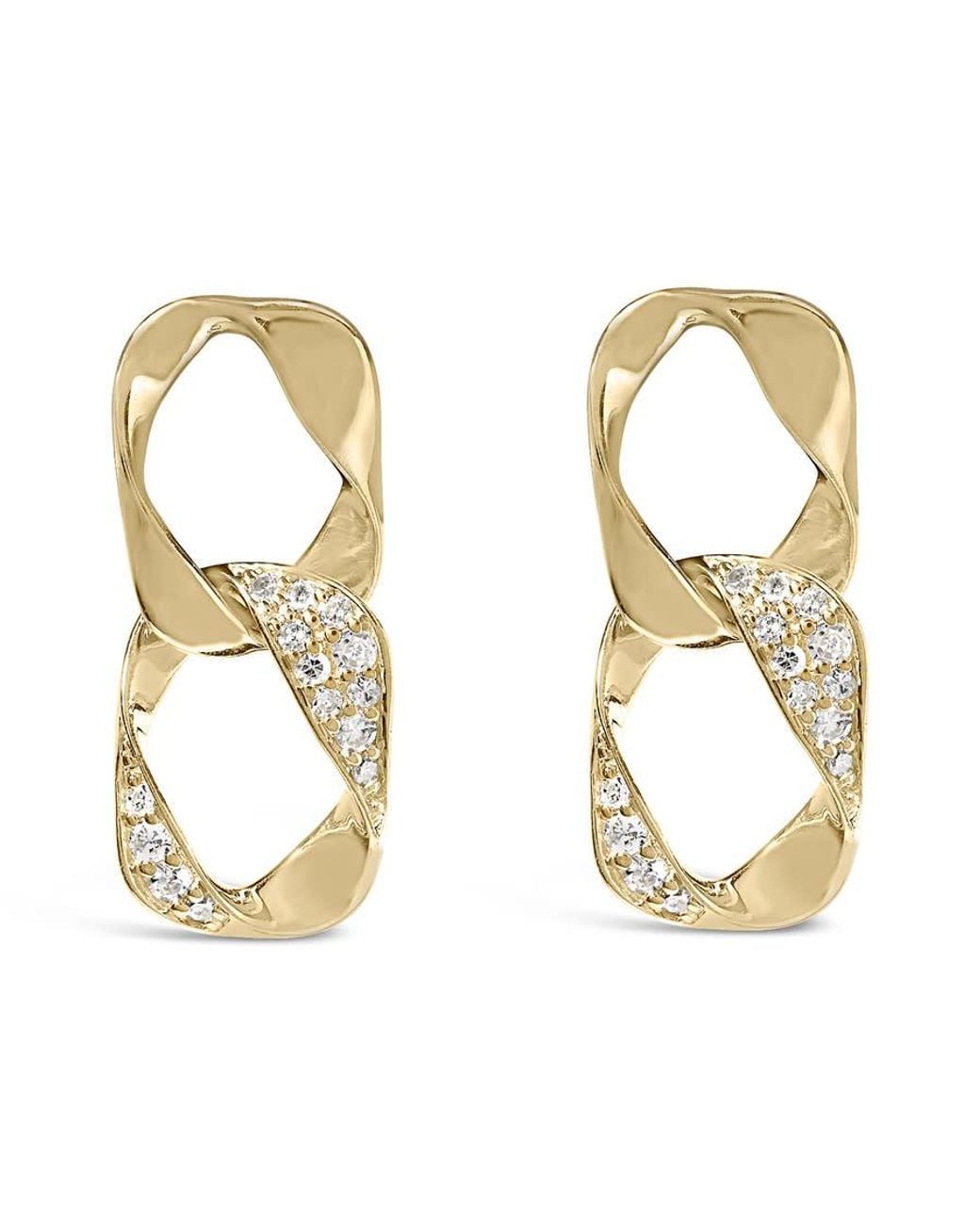 Haus of Brilliance Metallic 14K Plated .925 Sterling Open Link 1/5 Cttw Diamond Drop Earrings for men