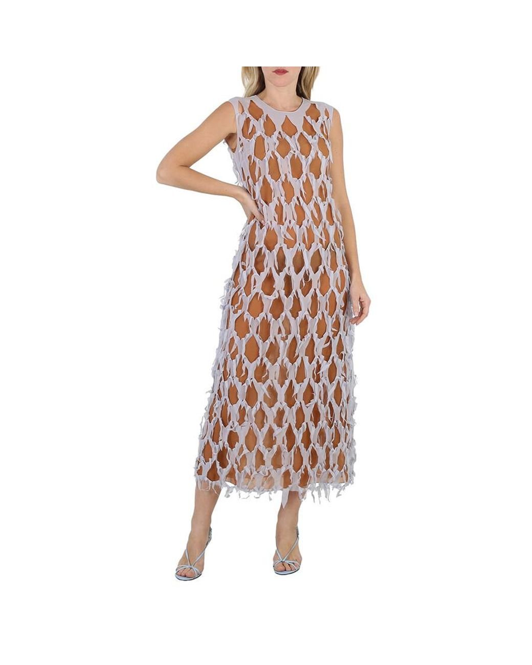 Maison Margiela Multicolor Ladies Light Sky Cut-Out Silk-Blend Dress, Brand Size 36 (Us