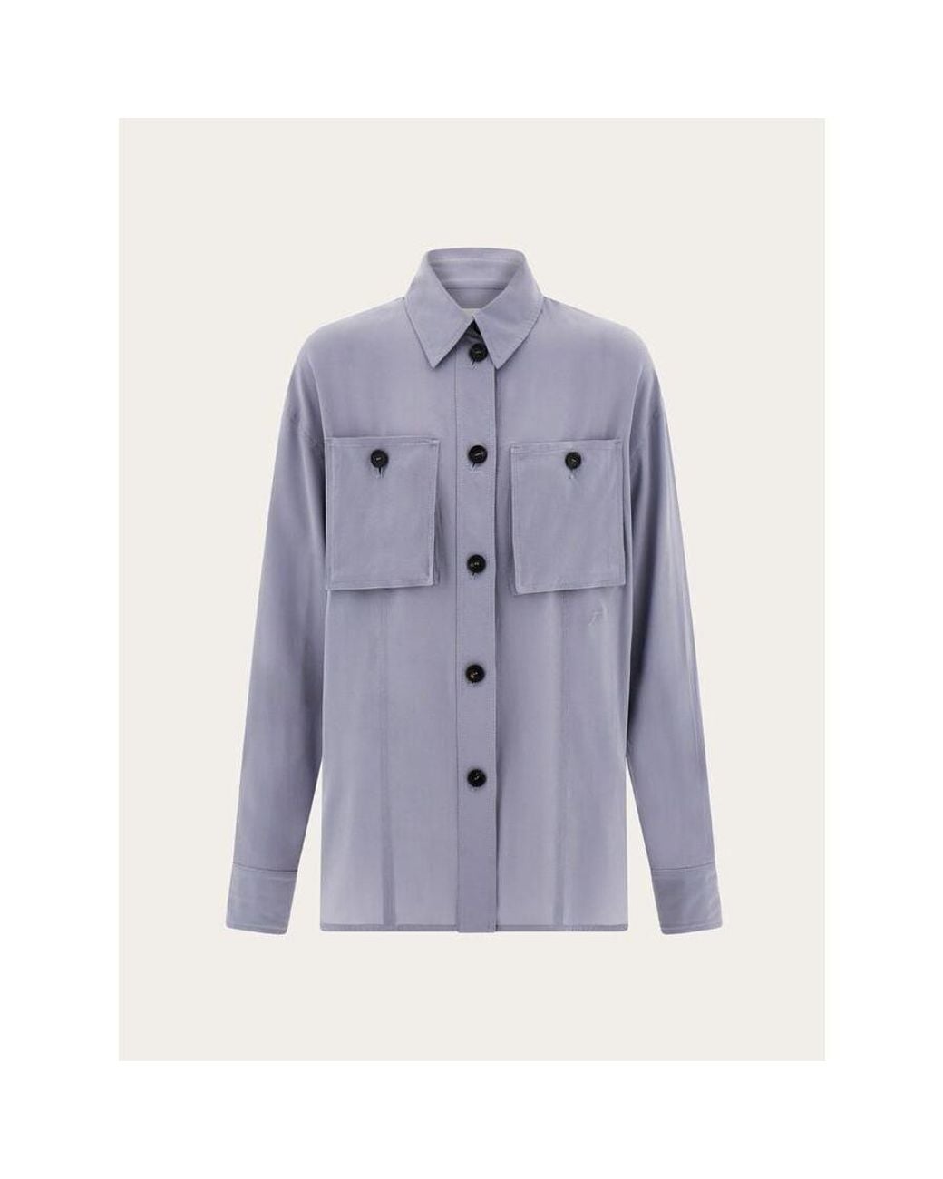 Ferragamo Blue Silk Oversized Shirt, Brand Size 40 (Us