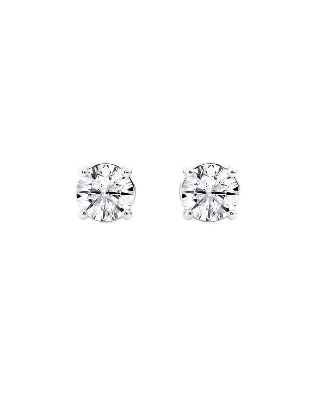 Brilliant Diamond White 2 Carat Round Lab Grown Diamond Stud Earrings for men