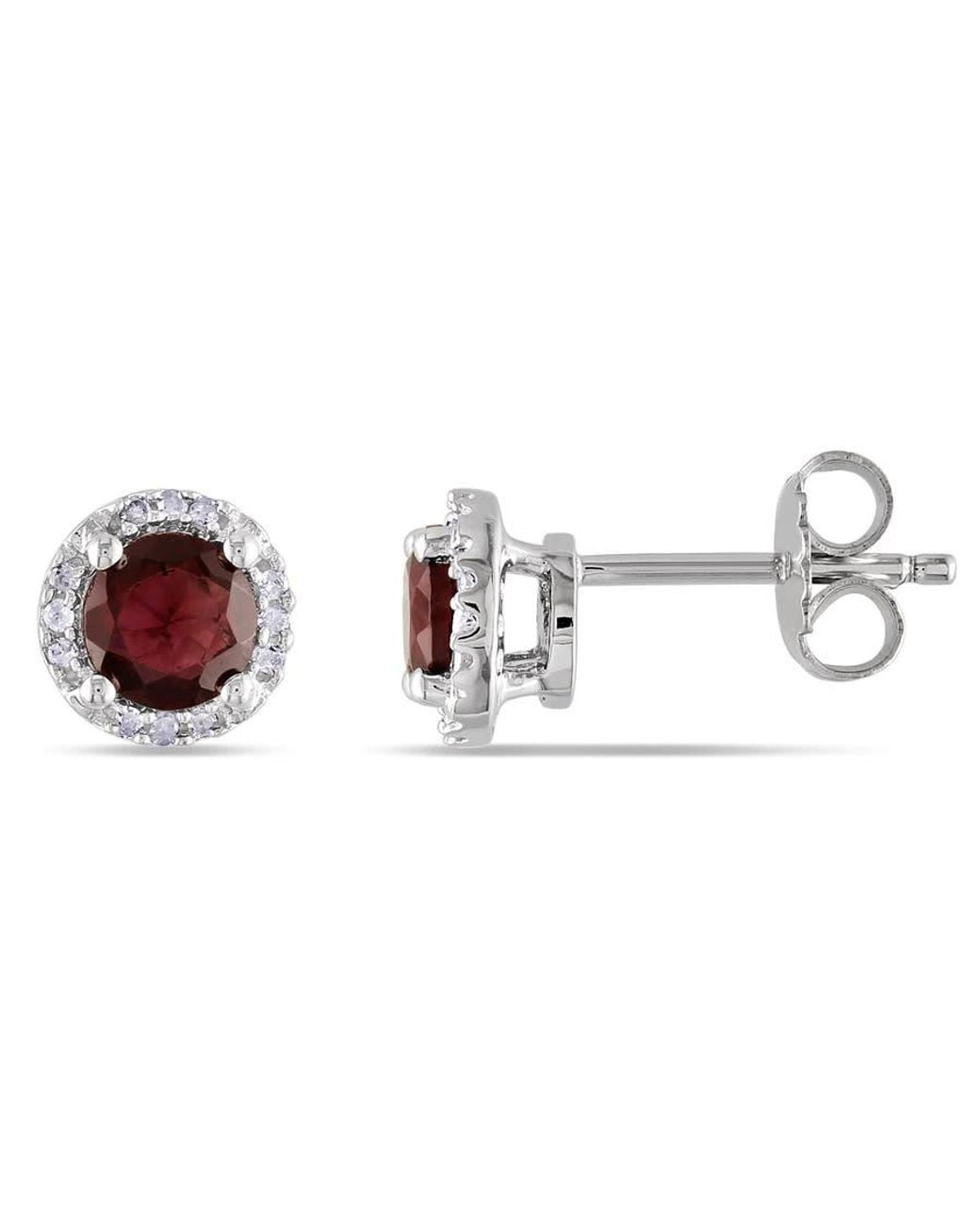 Amour Metallic Garnet And Diamond Halo Stud Earrings for men