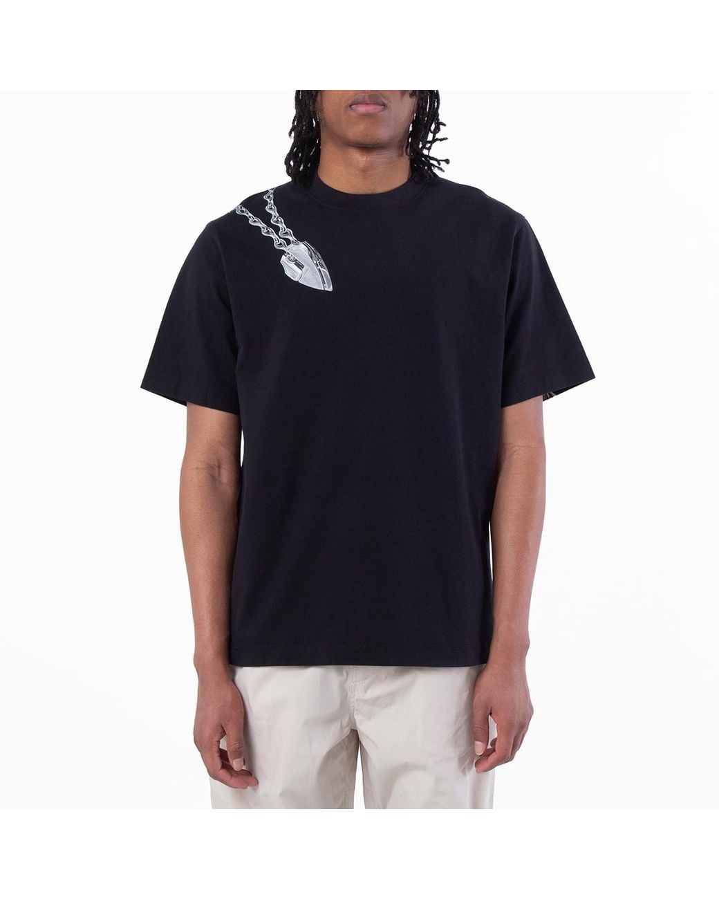 Burberry Black Shield Crewneck Cotton T-Shirt for men