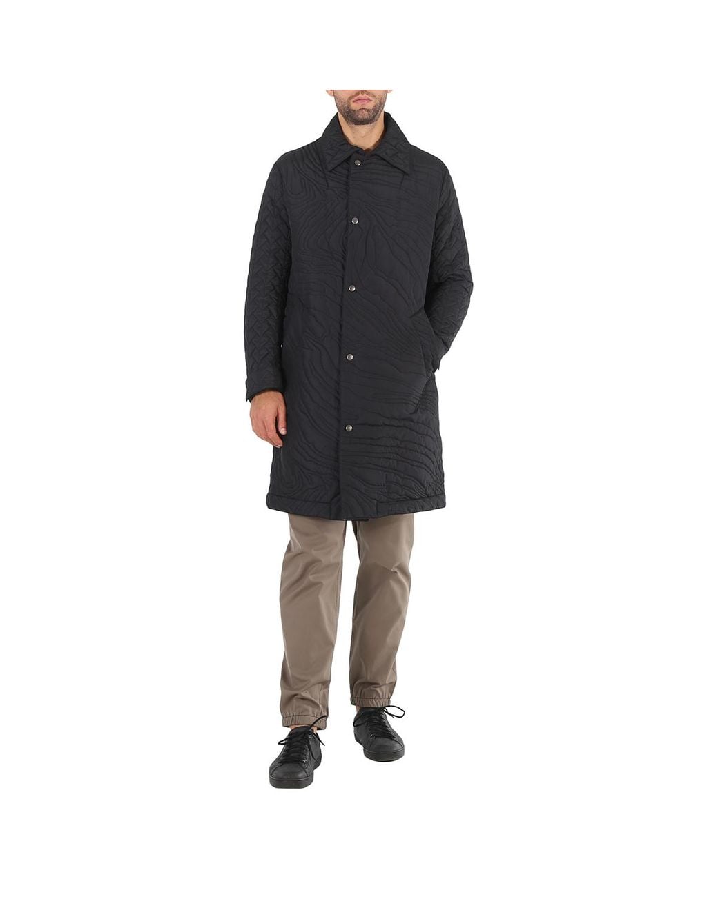Roberto Cavalli Black Animalier Quilted Lightweight Raincoat, Brand Size 48 (Us for men