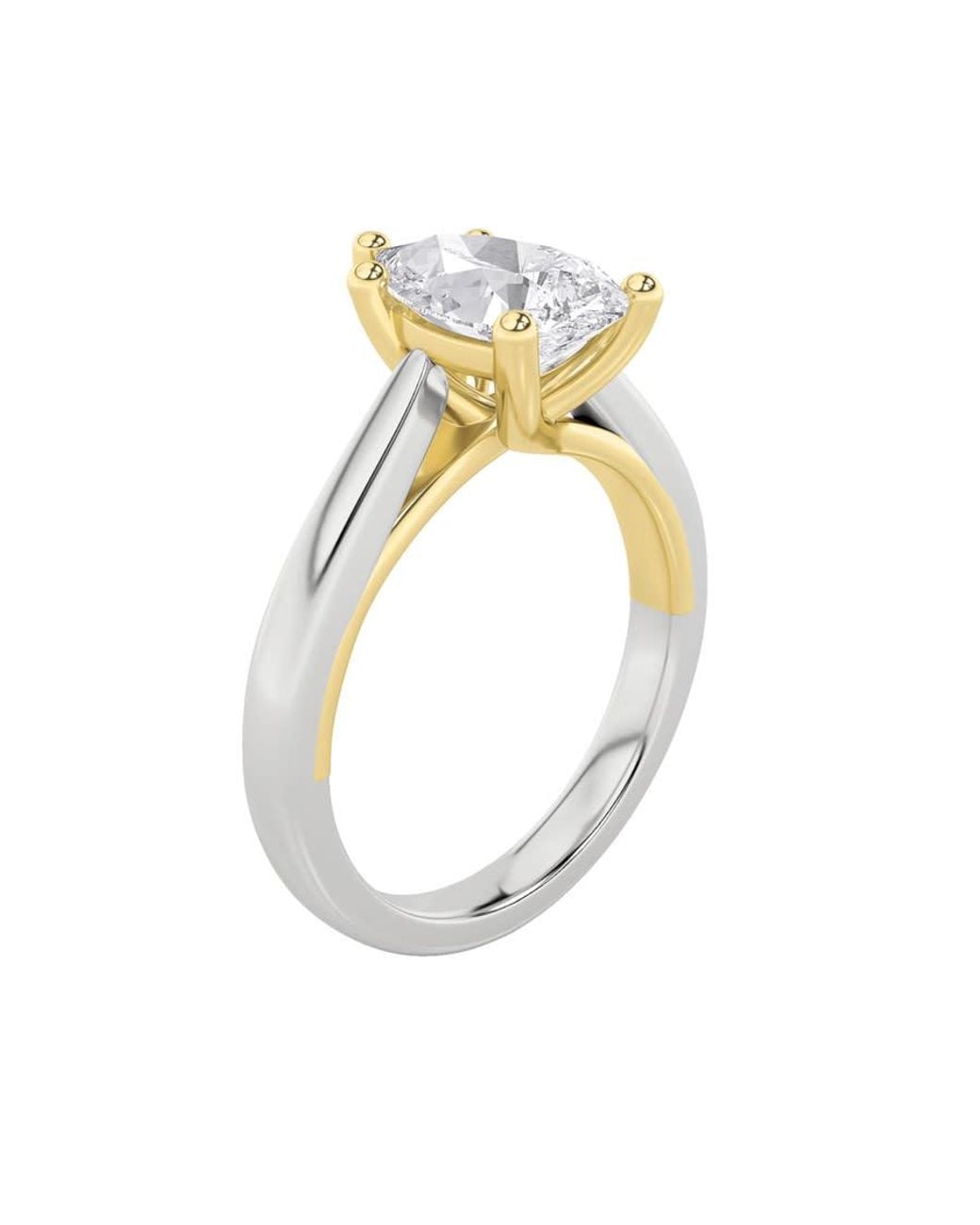 Mure And Co Metallic 1Ctw Pear Shaped Lab Grown Diamond (F/Vs) Two Tone Cathedral Shank Engagement Ring for men