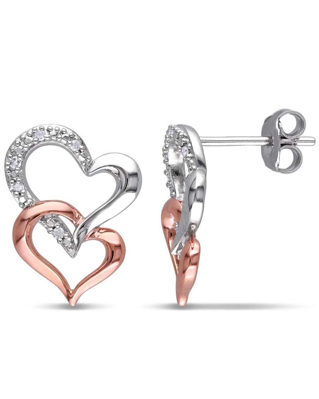 Amour Metallic Diamond Interlocking Heart Earrings for men