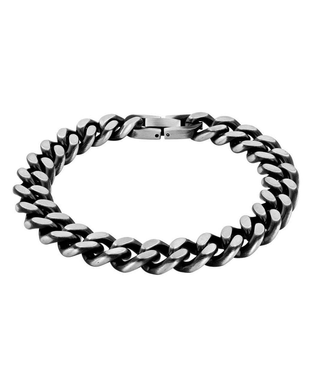 Robert Alton Black Curb Link Stainless Steel Bracelet for men