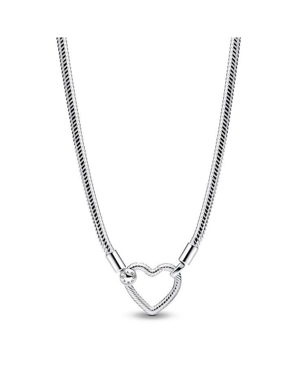 Pandora Metallic Heart Closure Snake Chain Necklace for men