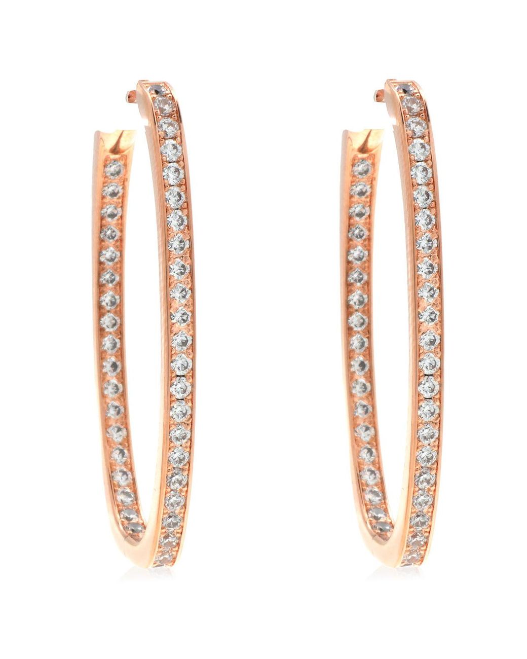 Apm Monaco White Rose Alloy Oval Long Pave Earrings for men