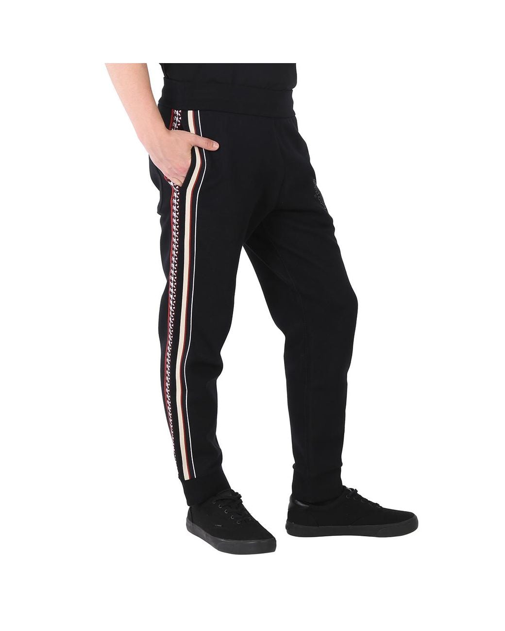 Roberto Cavalli Black Side Striped Trackpants for men