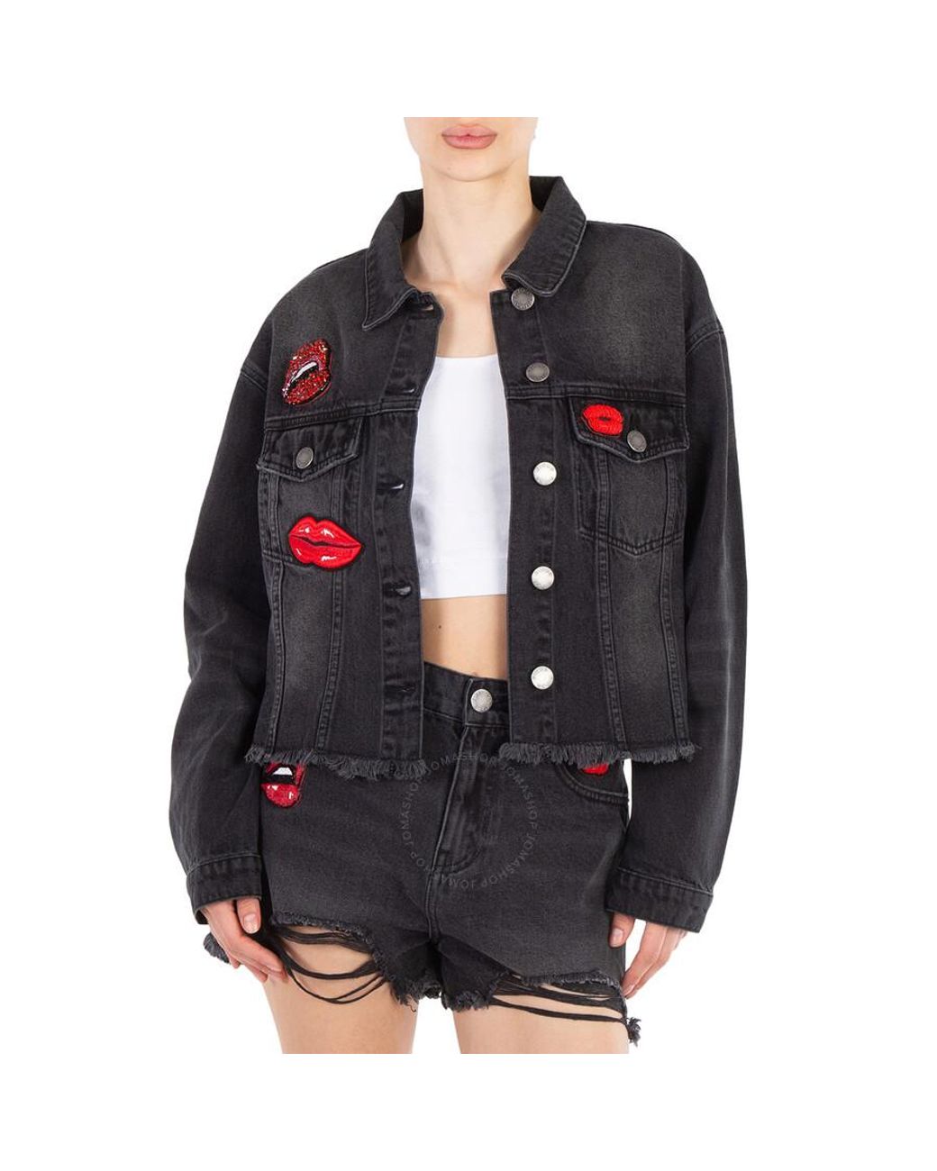 Pinko Limousine Kiss Denim Jacket in Black Lyst UK