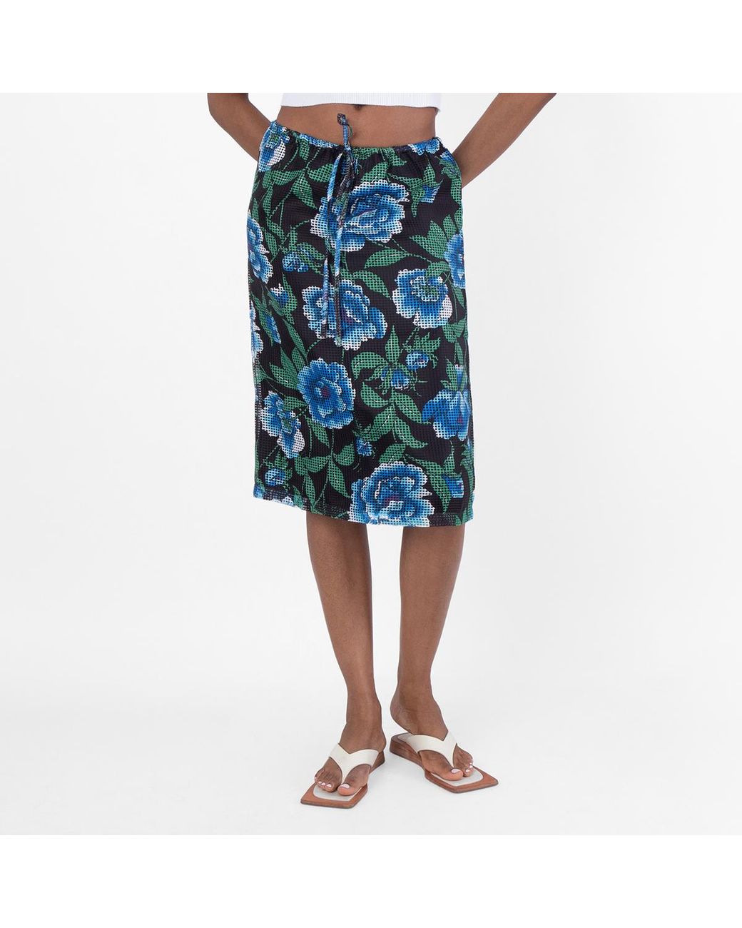 KENZO Blue Elasticated Waistband Drawstring Skirt, Brand Size 38 (Us