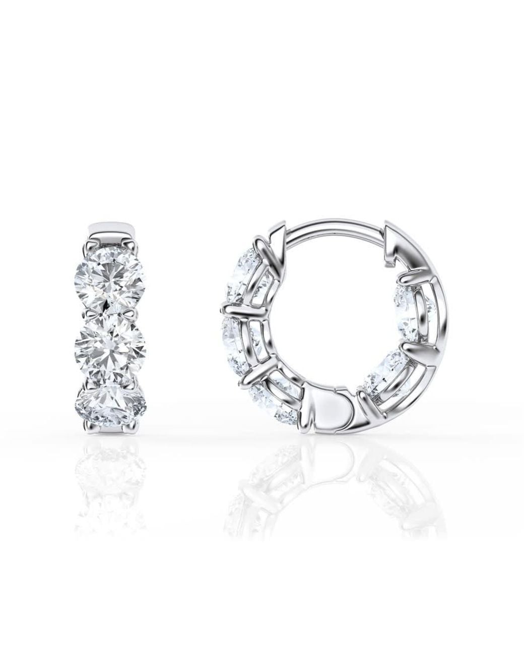 Brilliant Diamond Metallic 2 Carat Lab Grown Diamond Huggie Hoop Earrings For for men