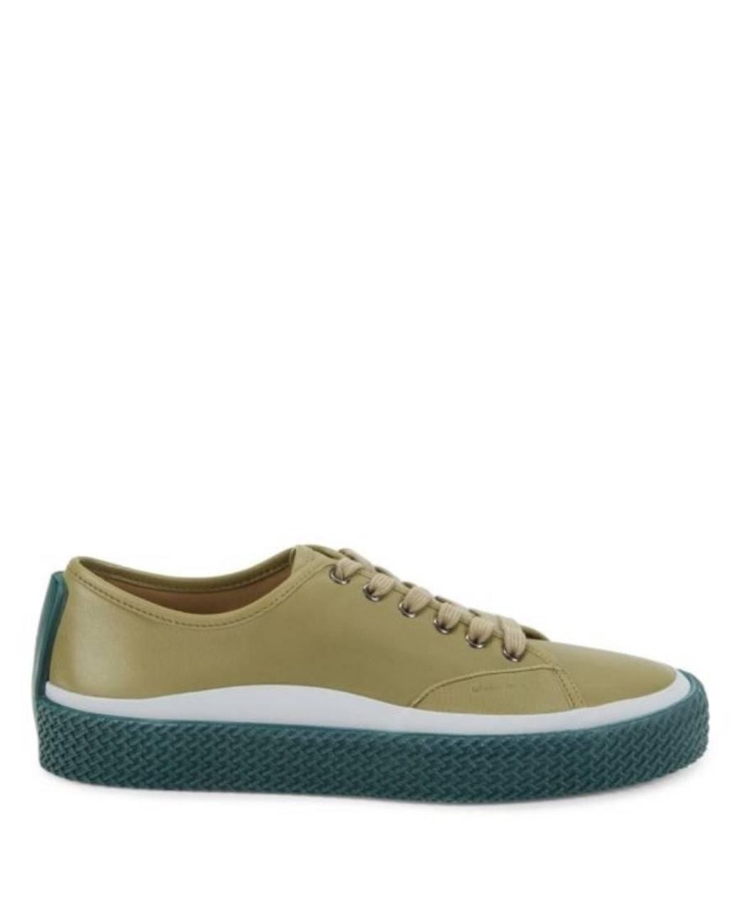 Ferragamo Green Ferragamo Storm Leather Low-Top Sneakers for men