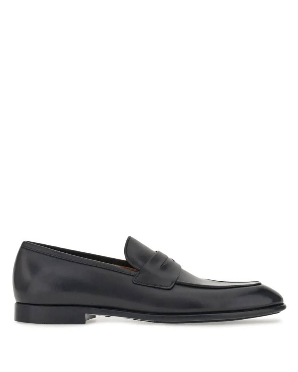 Ferragamo Black Funes Leather Penny Loafers for men