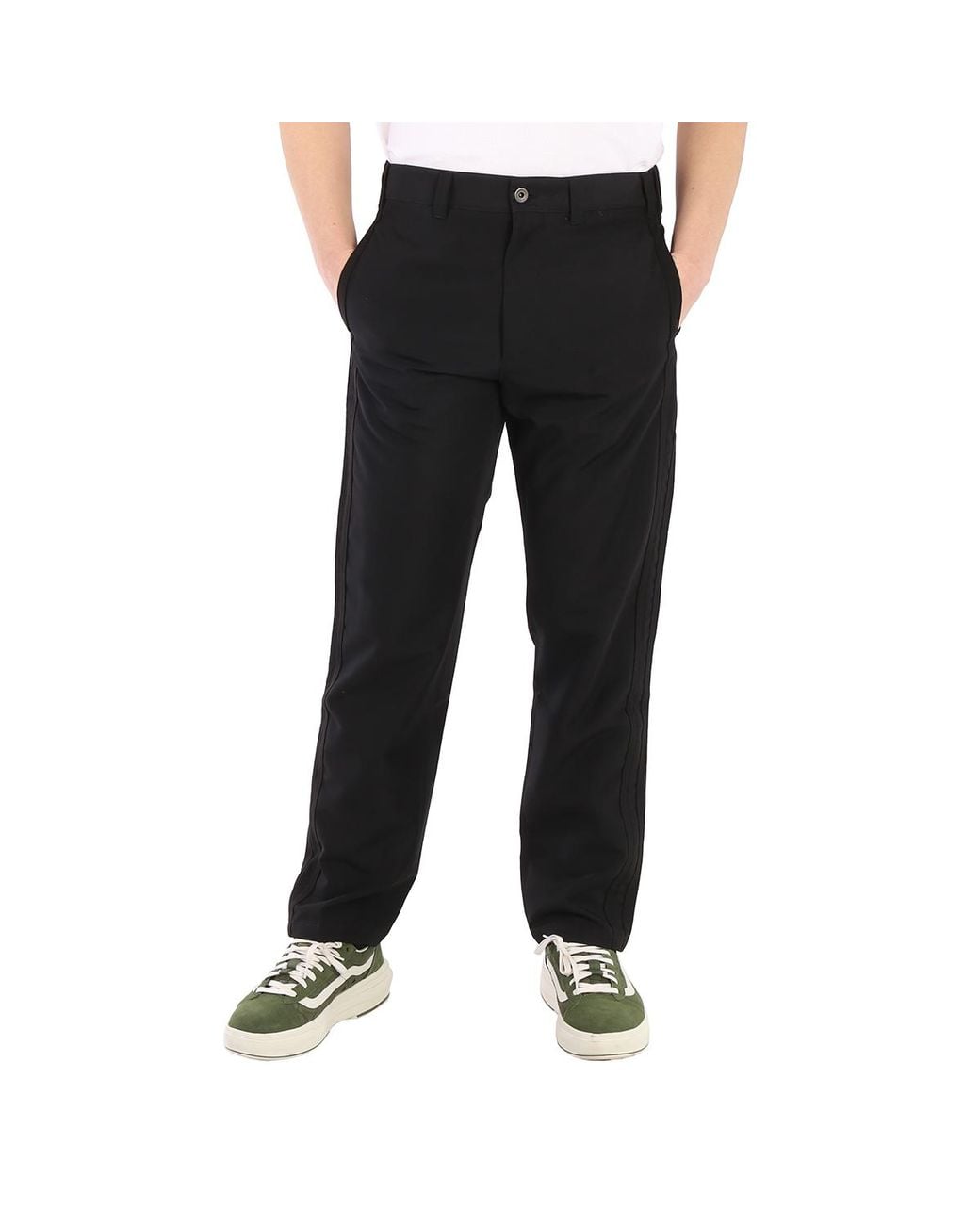 Roberto Cavalli Black Side Stripe Cotton Twill Trousers, Brand Size 46 (Waist for men