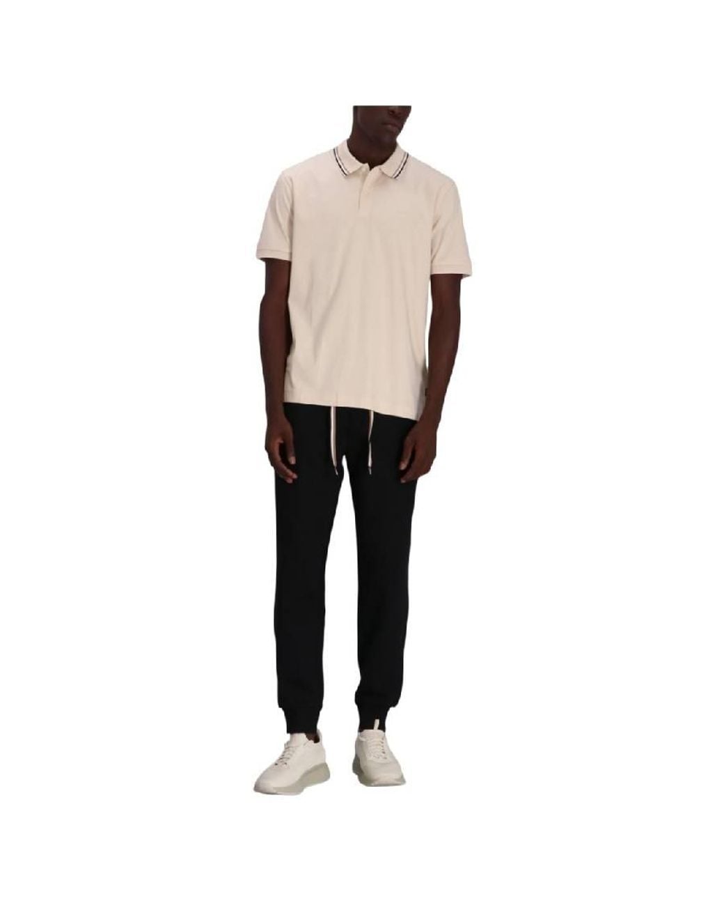Boss Natural Embroidered Logo Cotton Polo Shirt for men