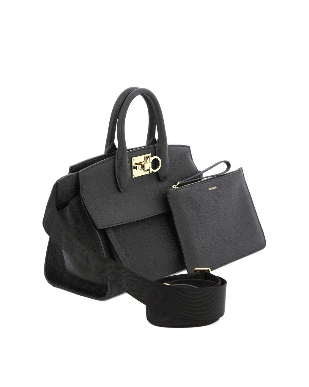 Ferragamo Black Studio Gancini Tote Bag for men