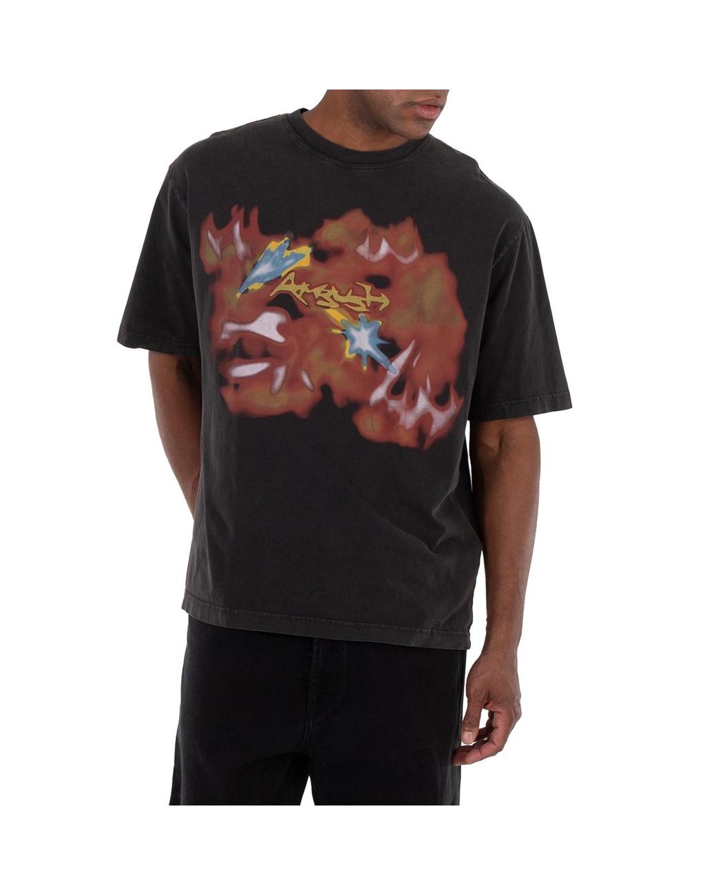 Ambush Black Abstract-Print Graphic T-Shirt for men