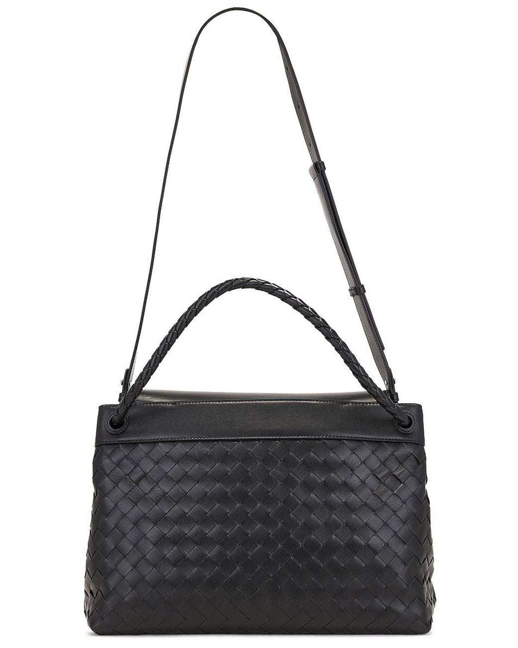 Bottega Veneta Black Andiamo Intrecciato Leather Messenger Bag for men