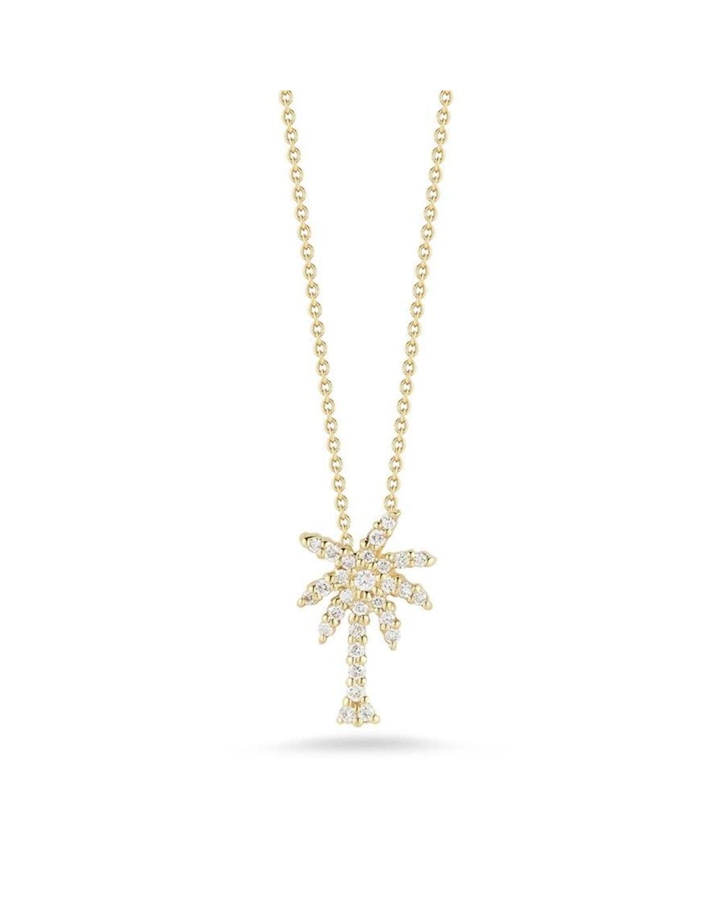 Roberto Coin Metallic Tiny Treasures Yellow Gold Diamond Palm Tree Pendant Necklace 0.17ct for men