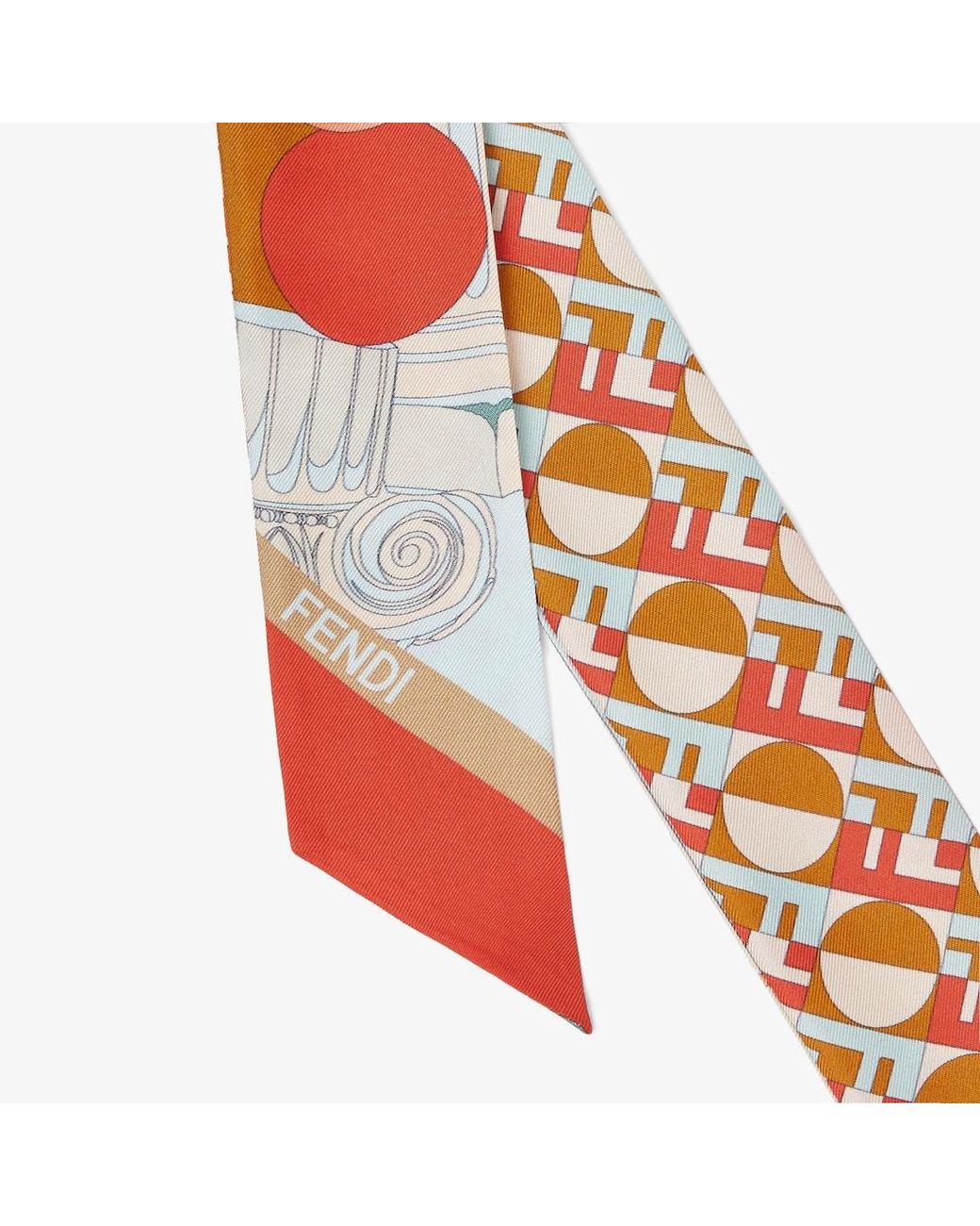 Fendi Orange Two-Sided Silk Printed Wrappy for men