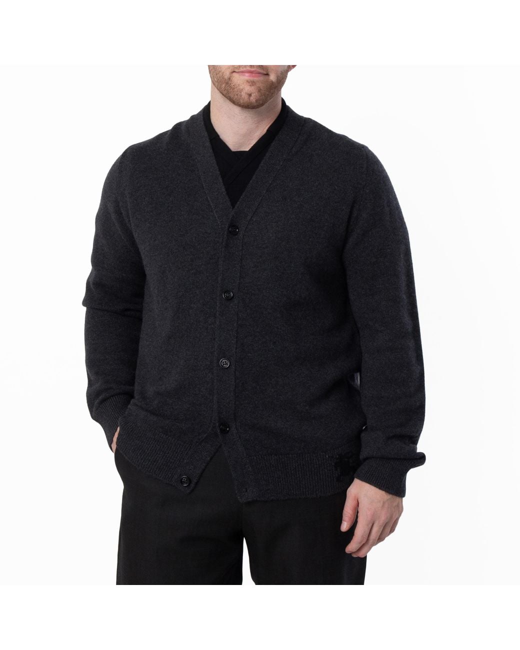 Burberry Black Ekd Embroidered Cashmere Cardigan for men