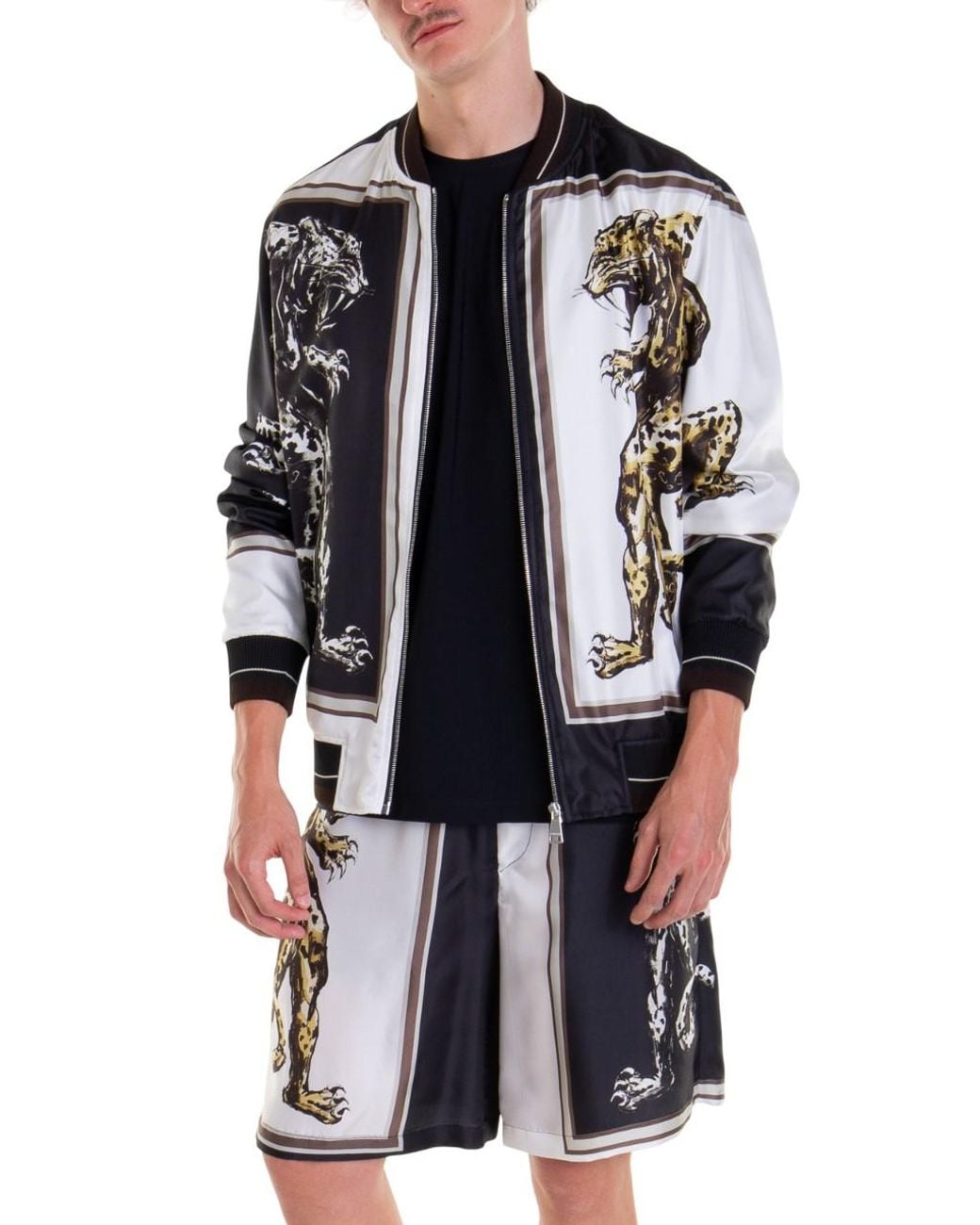 Roberto Cavalli Black Panther Print Bomber Jacket, Brand Size 50 Us for men