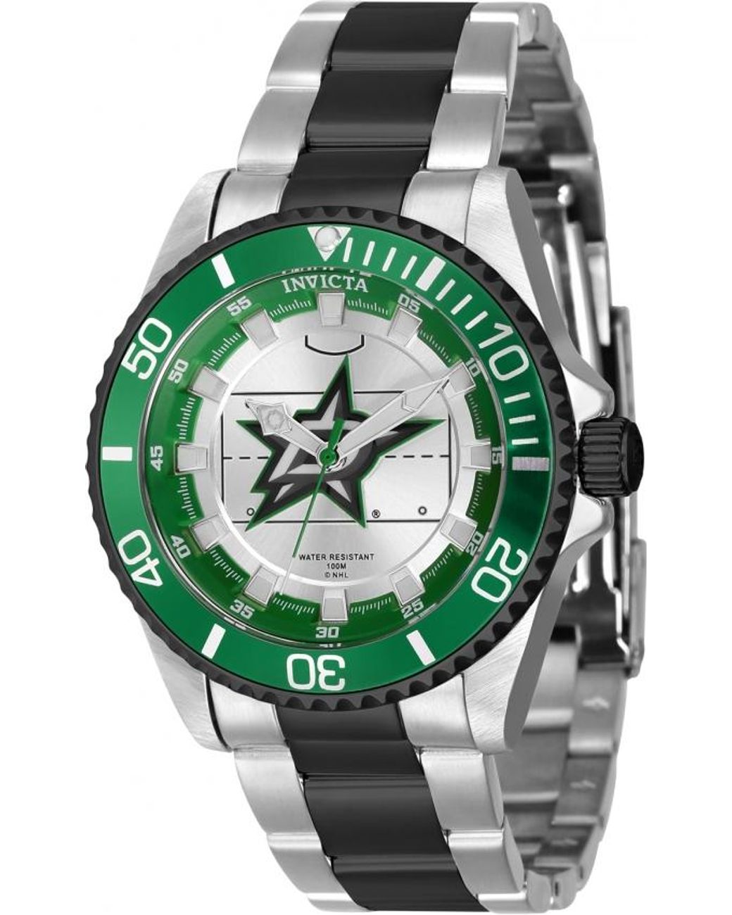 Invicta Nhl Dallas Stars Quartz Silver Dial Watch in Green | Lyst