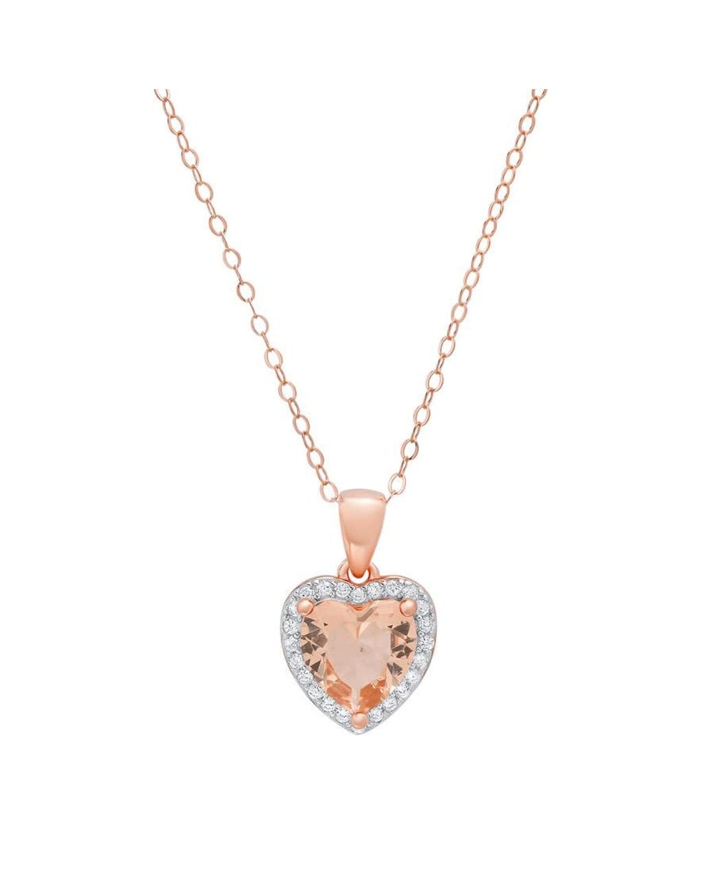 Kylie Harper Metallic 14K Rose Over Heart-Cut Morganite Cz Halo Pendant for men