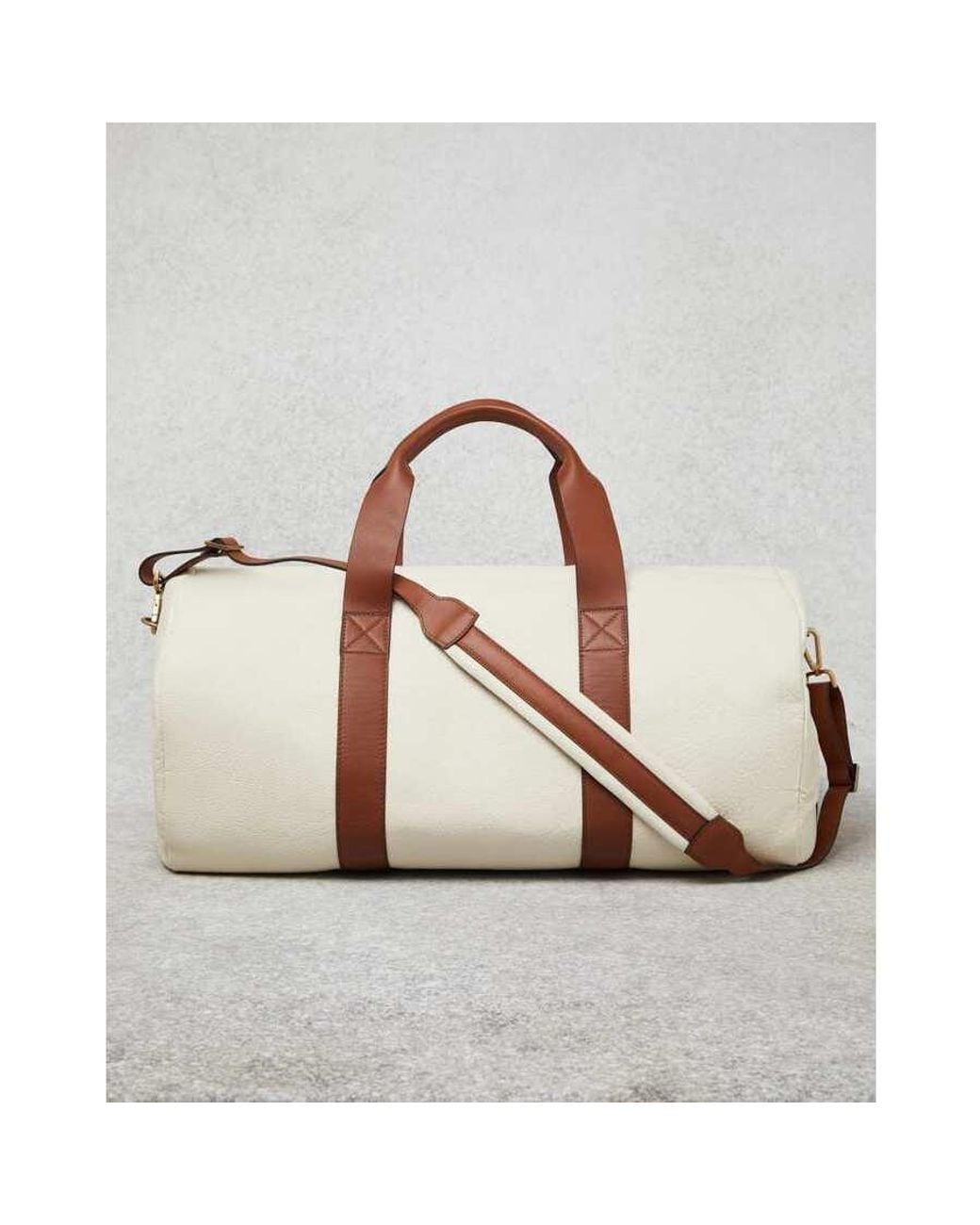 Brunello Cucinelli Brown Leather Duffle Bag for men