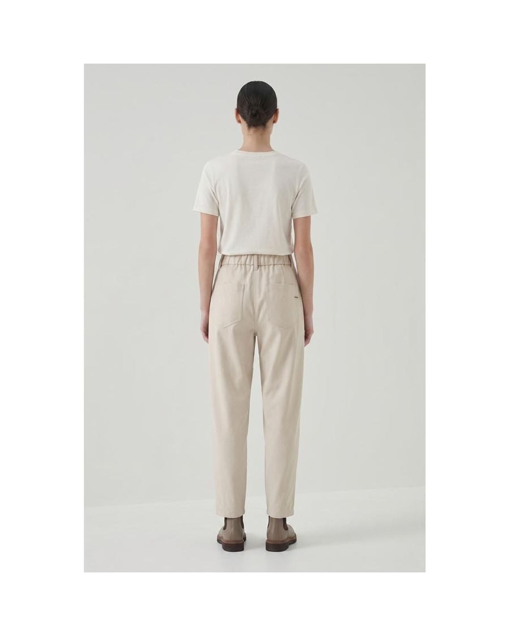 Brunello Cucinelli White Light Relaxed Trousers, Brand Size 46 (Us