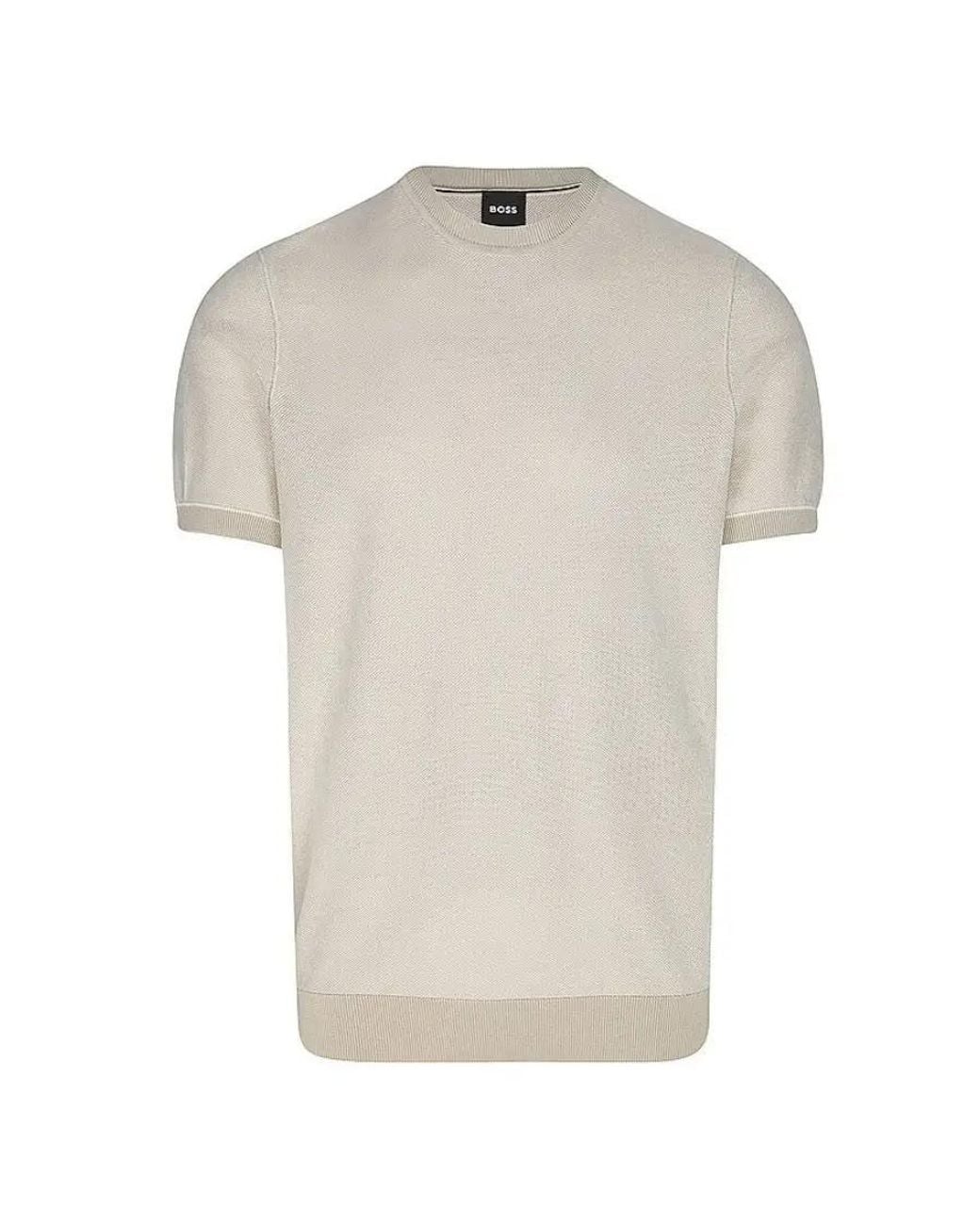 Boss White H-Jianfranco Knitted T-Shirt for men