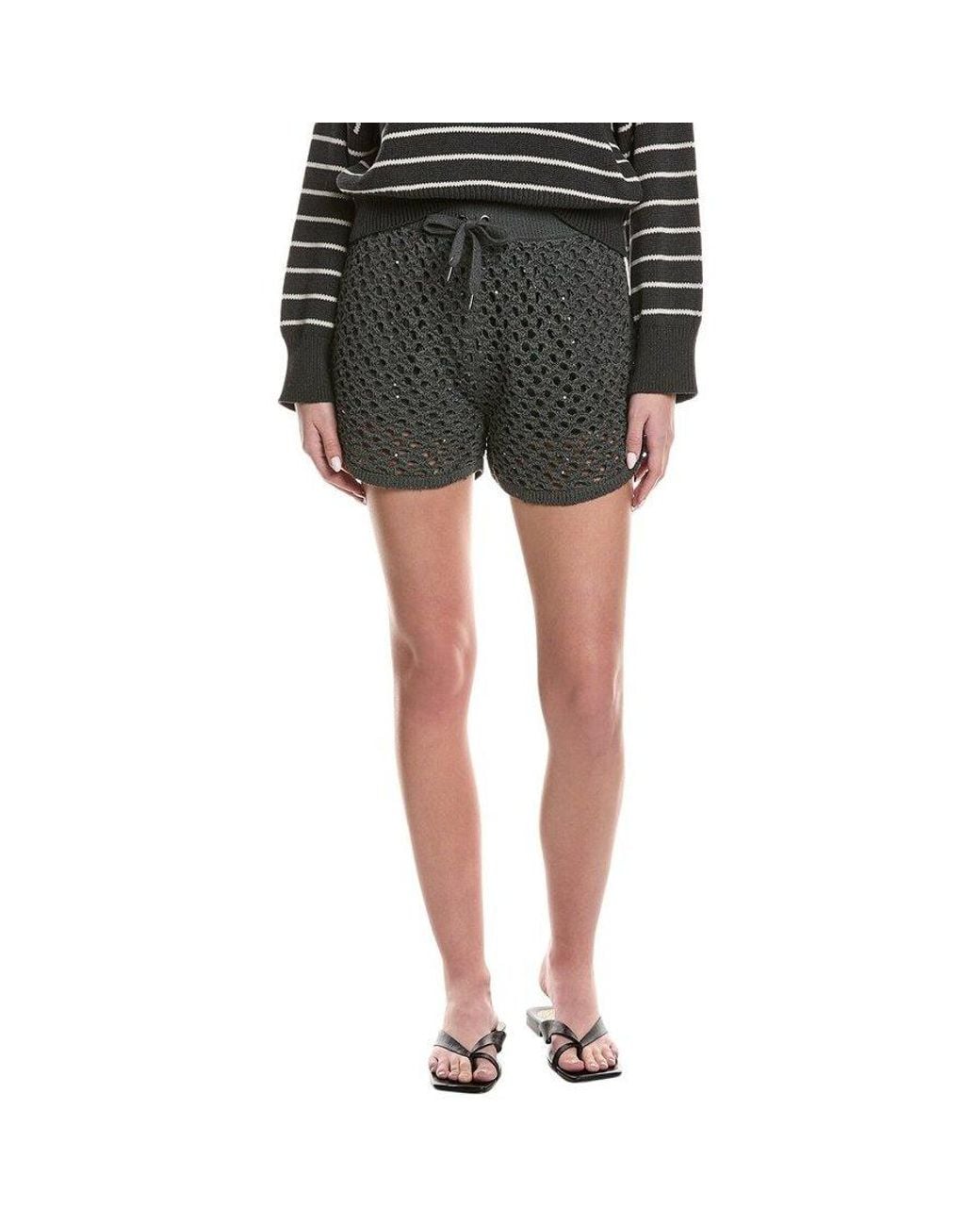 Brunello Cucinelli Black Charcoal Crochet Knit Shorts, Size Large for men