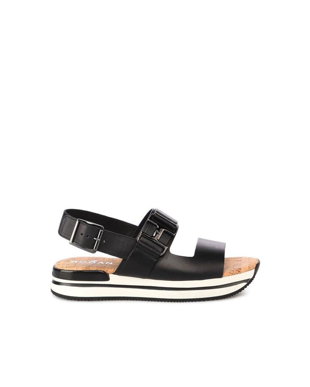 Hogan Black Flatform Sandals