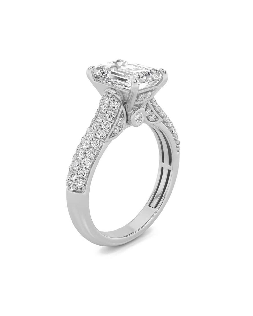 Mure And Co Metallic 1.5Ctw Emerald Shaped Lab Grown Diamond (F/Vs) Hidden Halo Accented Engagement Ring for men