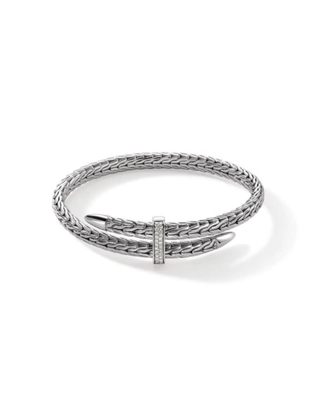 John Hardy Metallic Spear Flex Cuff, Sterling, Diamonds, 5.5Mm for men