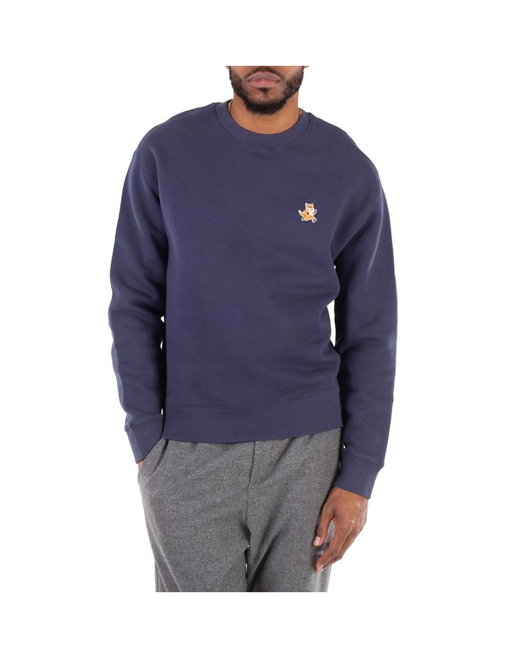 Maison Kitsuné Blue Speedy Fox Patch Cotton Sweatshirt for men