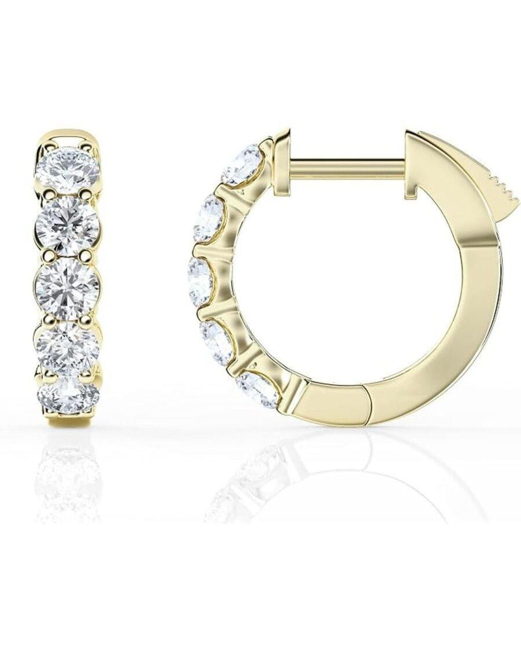 Brilliant Diamond Metallic 1.00 Carat Round Lab Grown Diamond Huggie Hoop Earrings for men