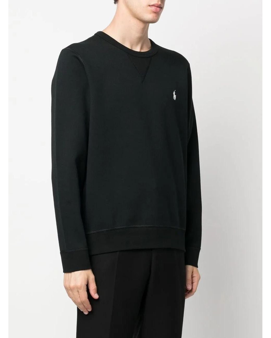 Polo Ralph Lauren Black Double-Knit Polo Pony Sweatshirt for men